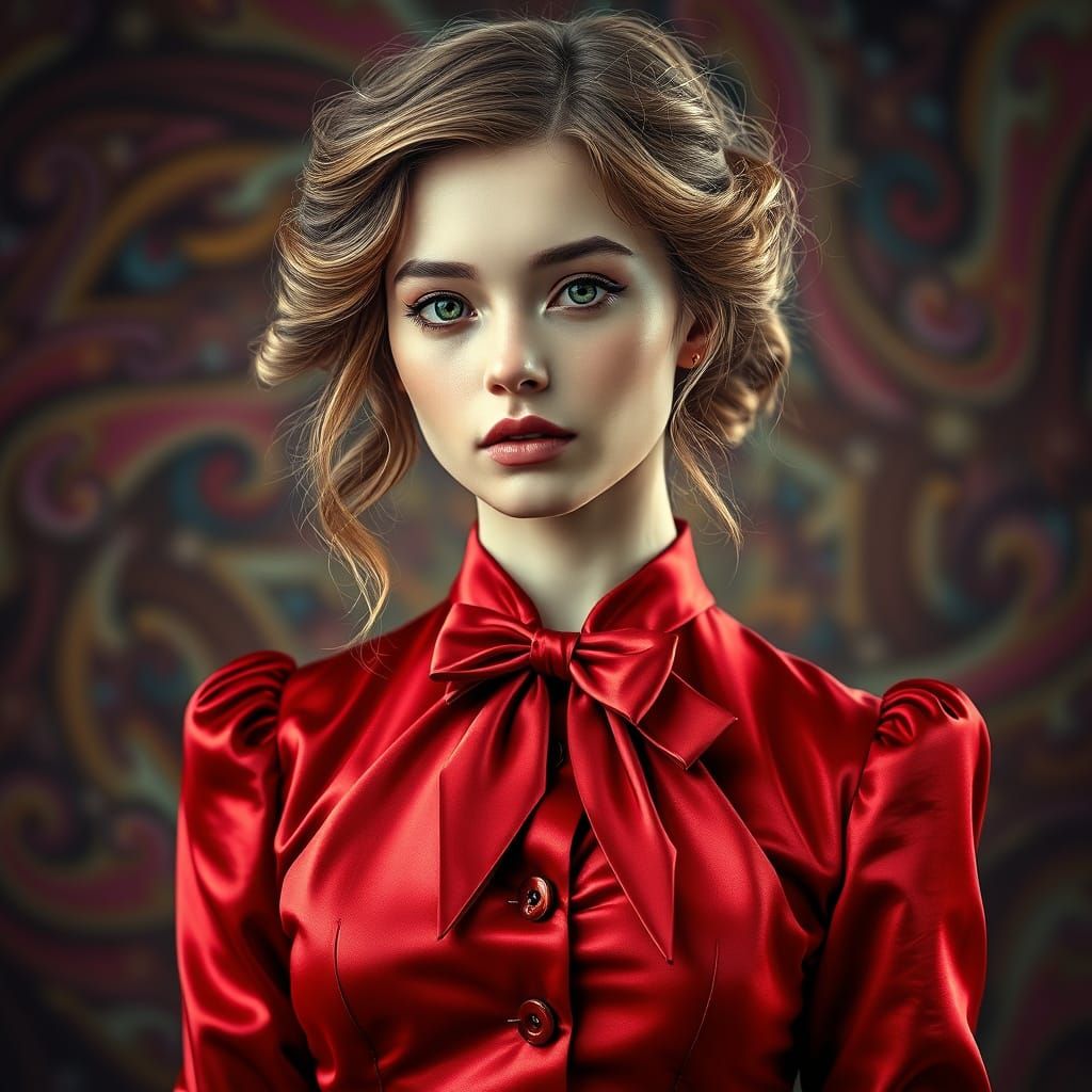 Euphoric Victorian Siren in Rich Red Satin