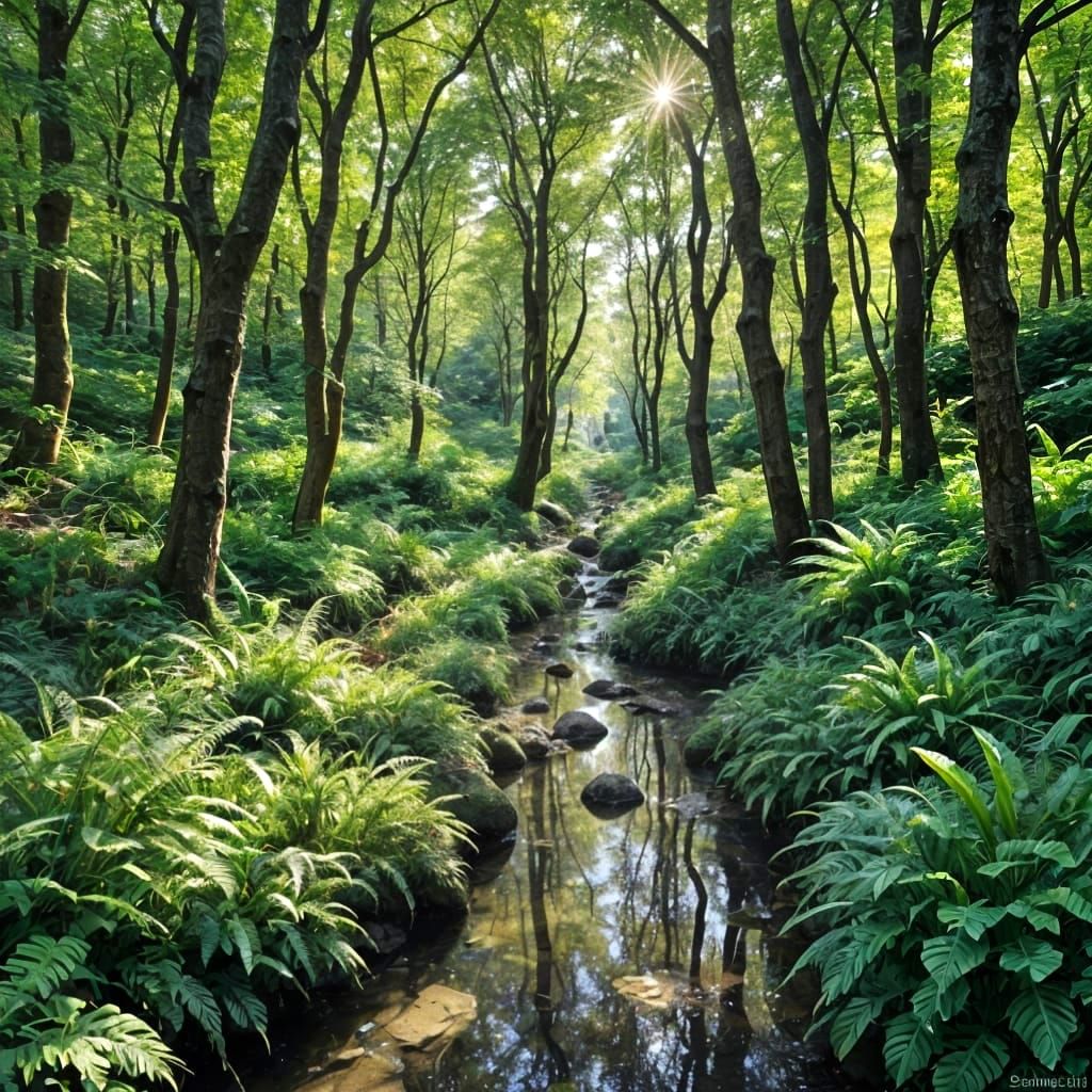 Enigmatic Sequoia Grove with Light and Shadow