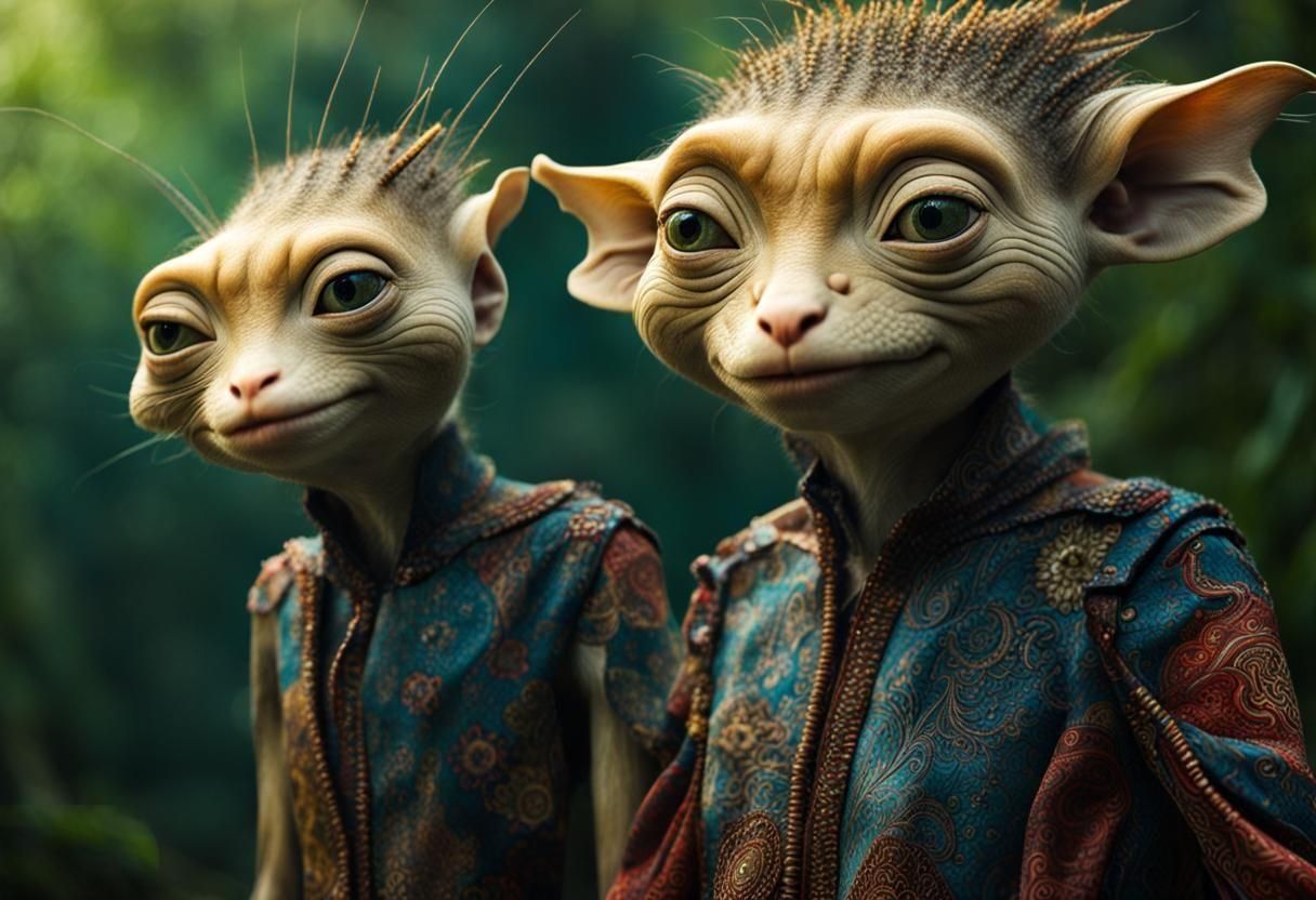 Surreal Restaurant Scene with Beautiful Aliens