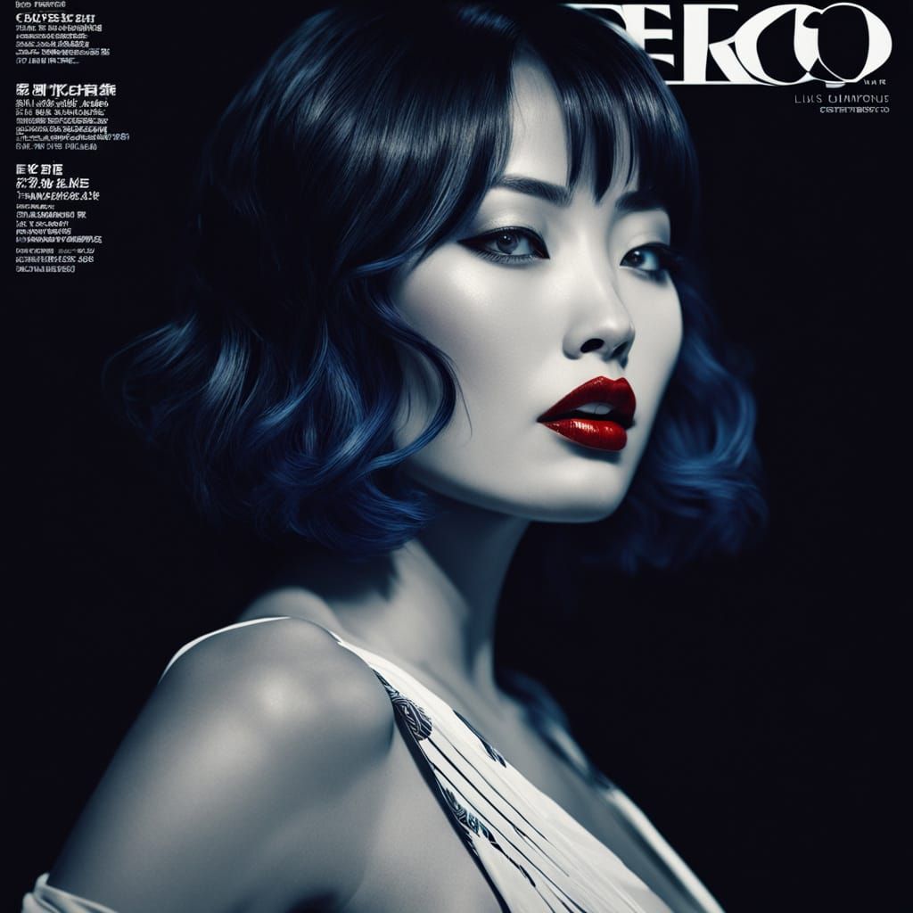 Art Deco Magazine Cover: Chinese Woman with Red Lips