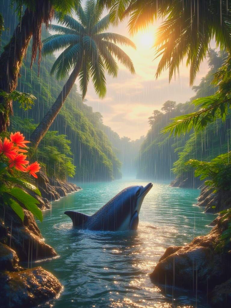 Dolphin Trapped in Tide Pool During Sudden Rain Shower