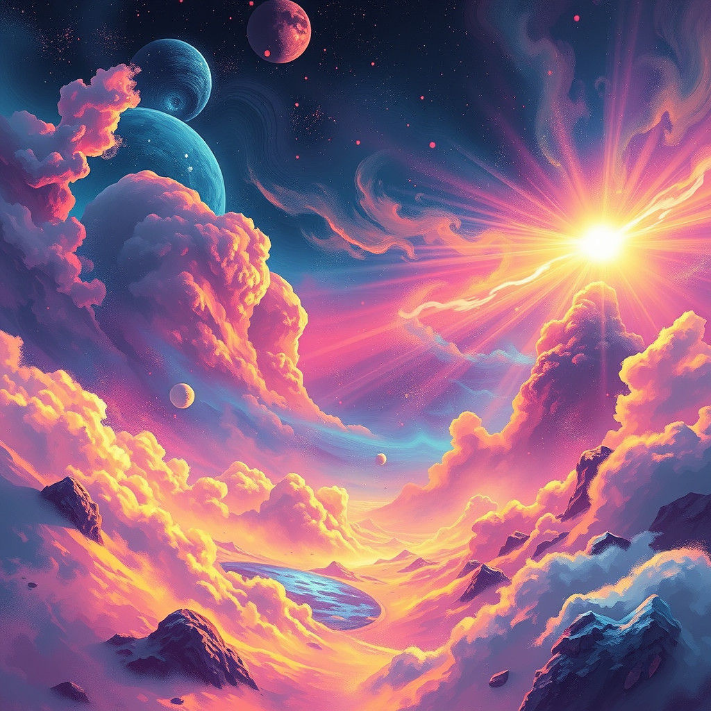 Glowing Universe: Surreal Sci-Fi Dreamscape