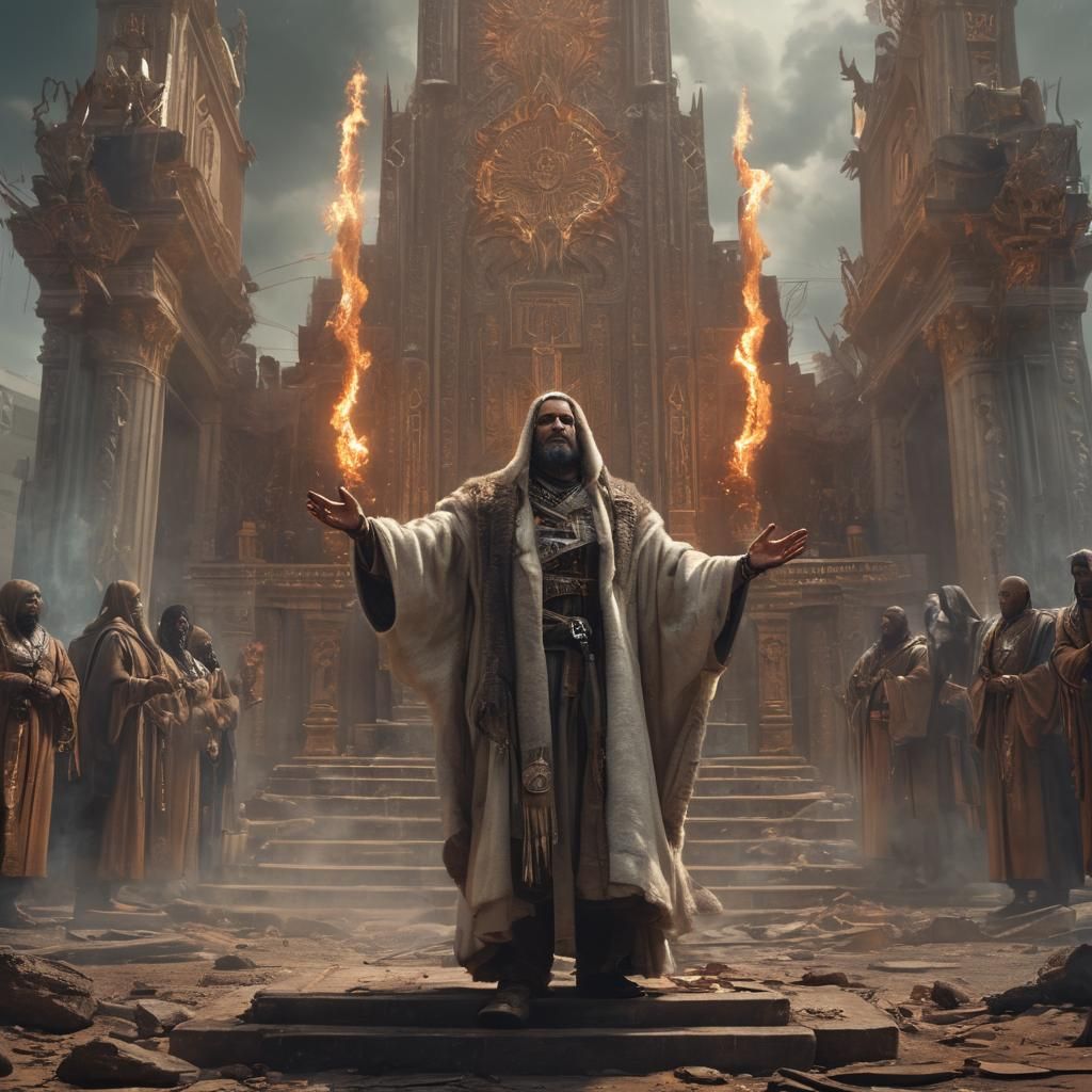 Cyberpunk Elijah on Mount Carmel: AI Art