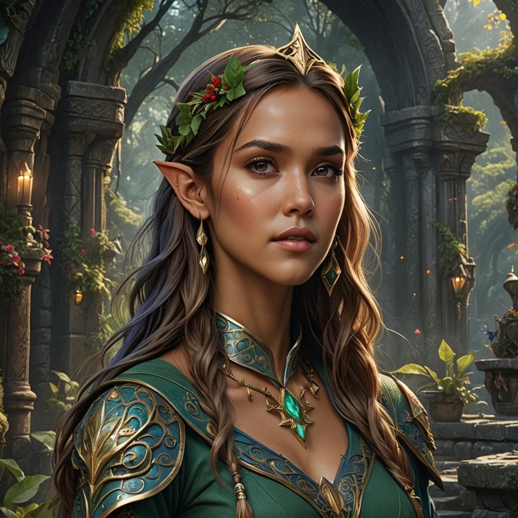 Fantasy Elf Woman Detailed Matte Painting