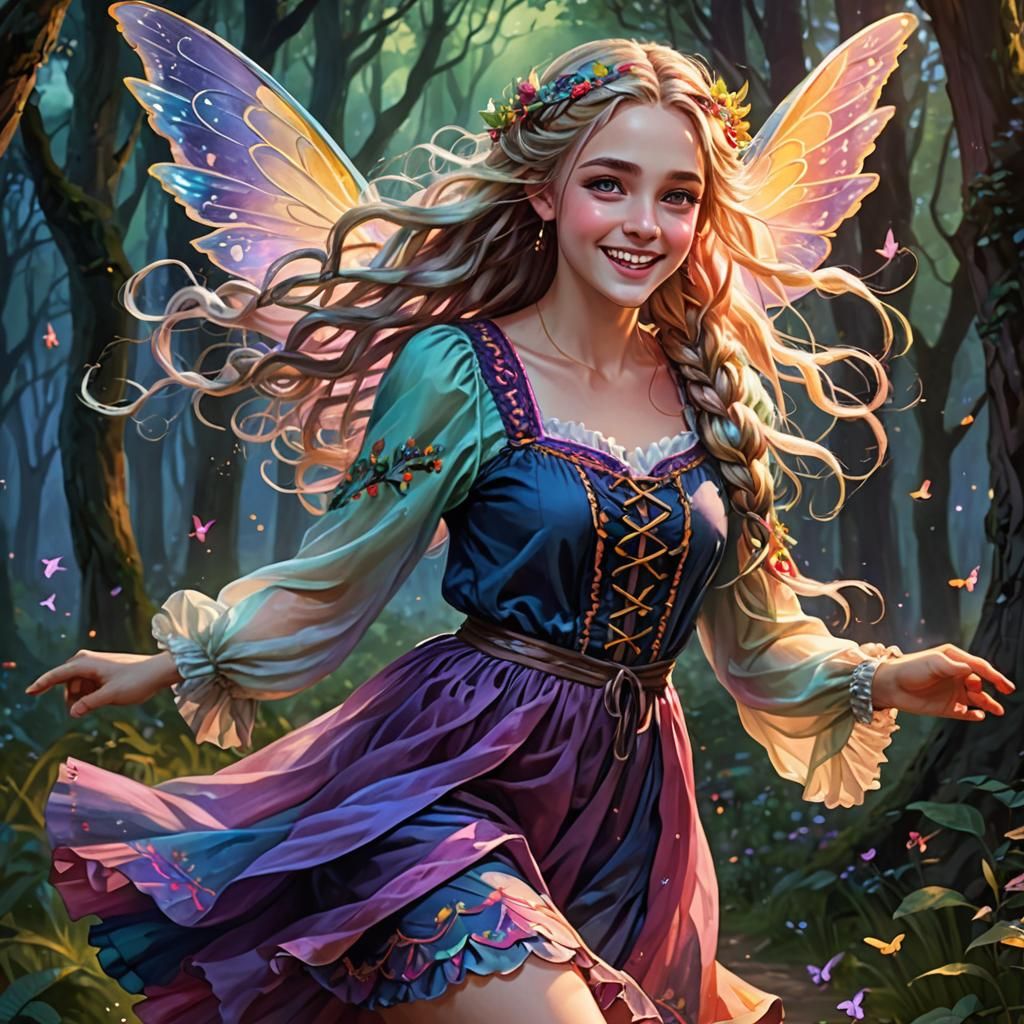 Enchanting Forest Fairy with Iridescent Wings