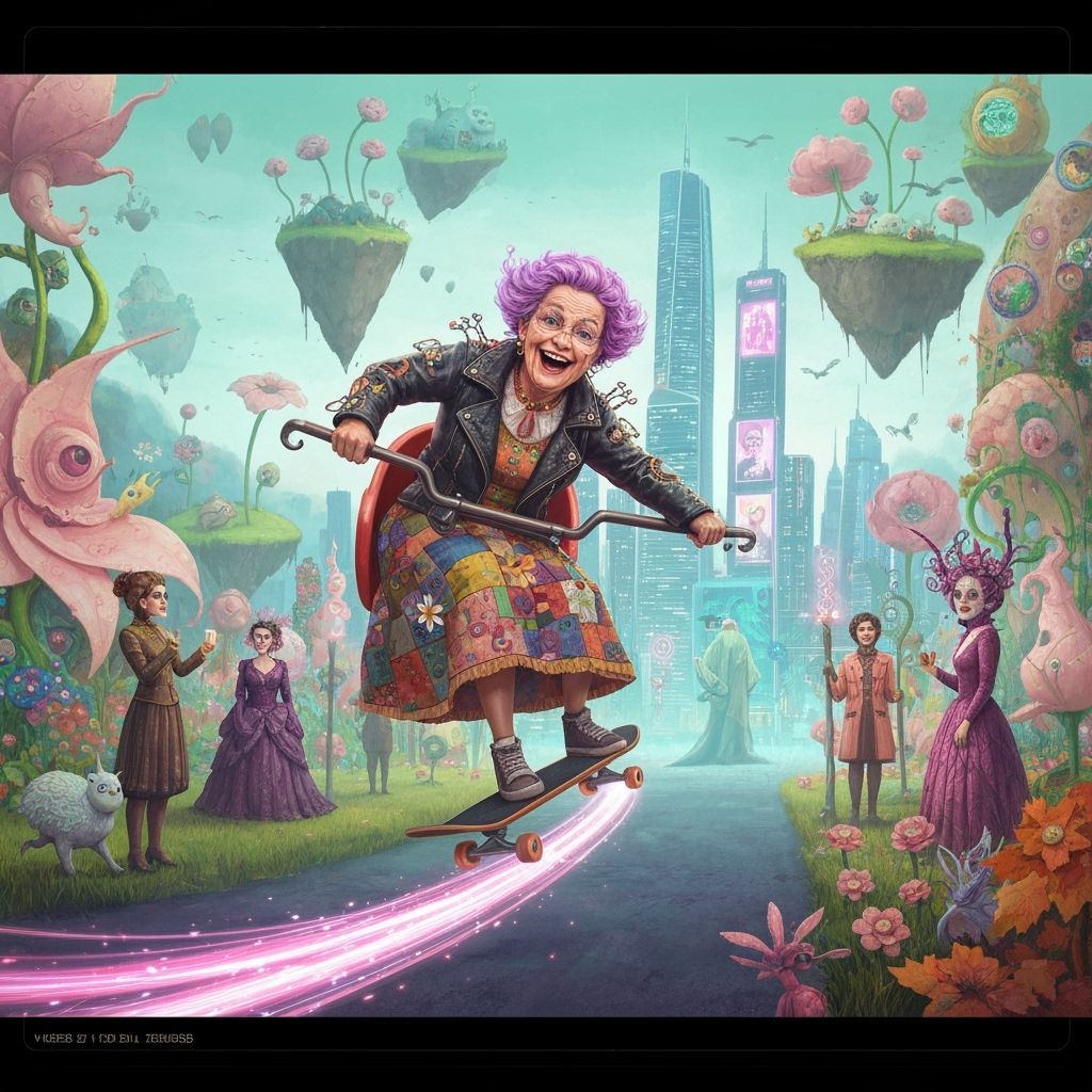 Whimsical Carnival Ride in Surreal Steampunk Style