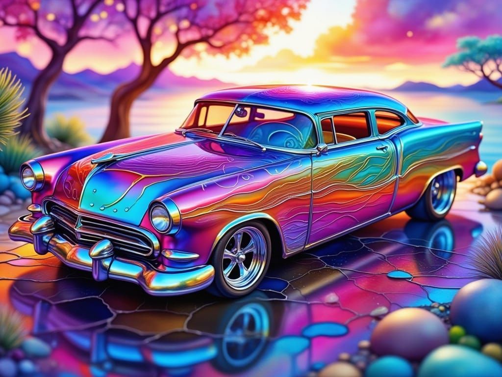 Stroboscopic Lowrider with Iridescent Paint Job in Chromatic...