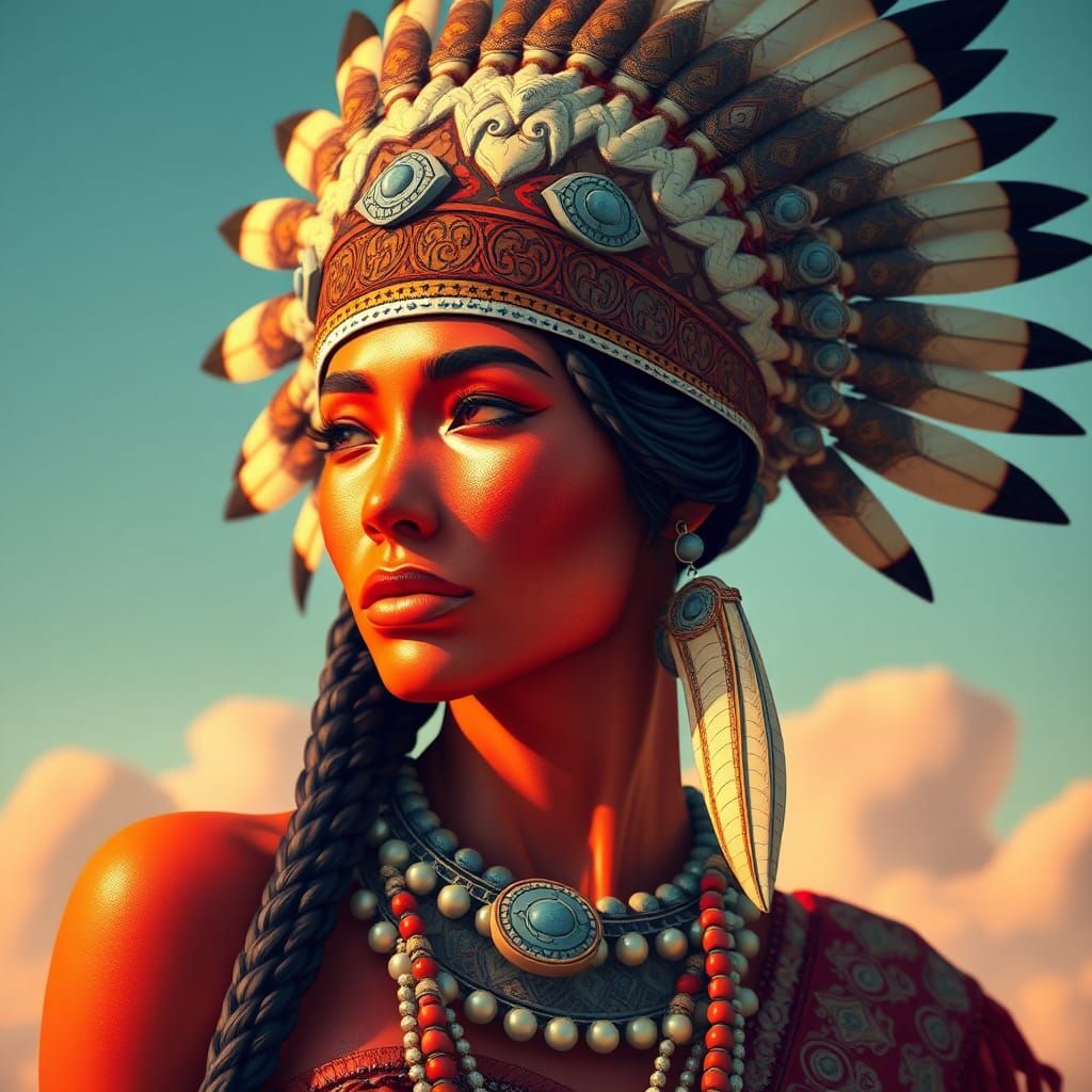 Native American Woman in Fractal Regalia
