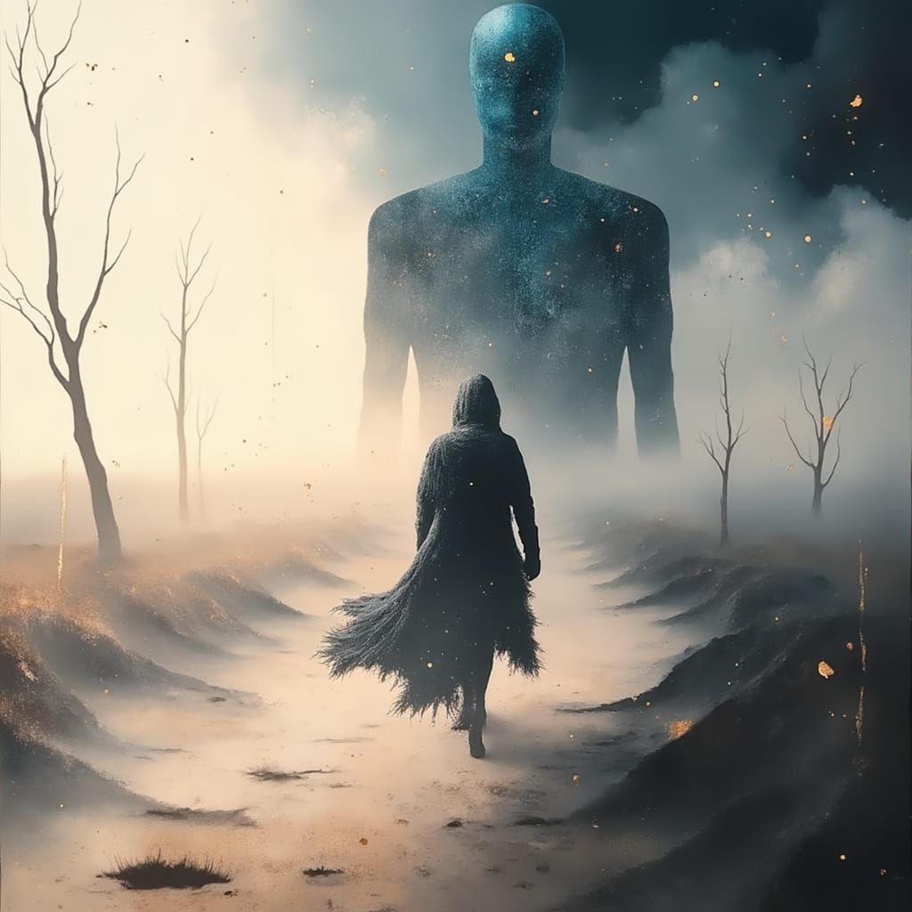 Ethereal Figure in Mist: Surreal Digital Art