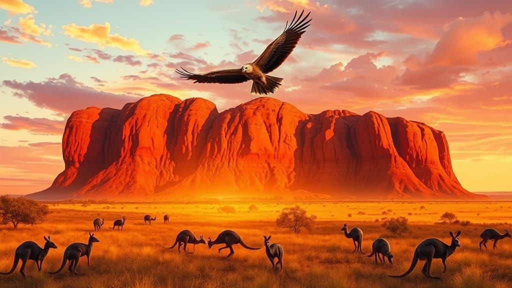 Australian Outback Sunset: A Digital Painting