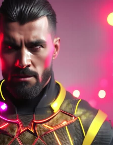 Cyberpunk Superhero Portrait in Symbiote Suit