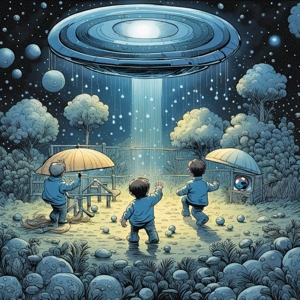 UFO Adventure in Blue Park Comic Book Art
