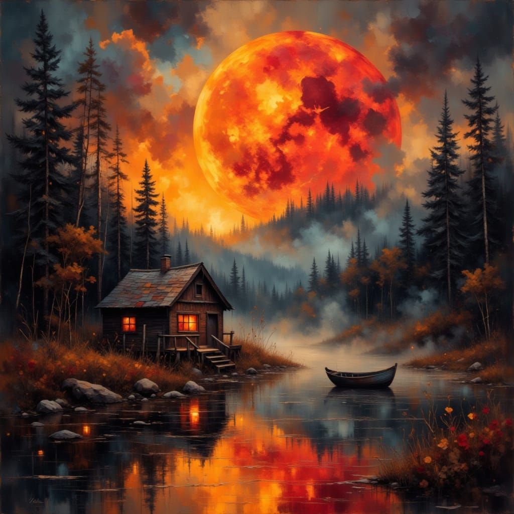 Whimsical Grunge Fantasy Landscape at Twilight