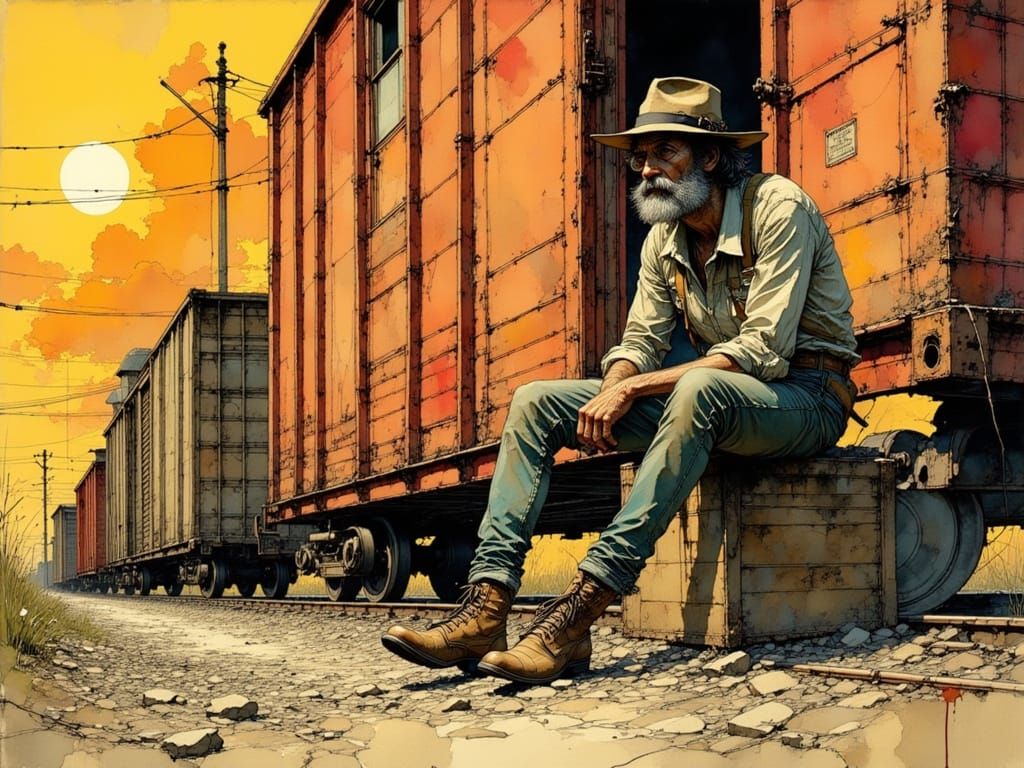 Riding the rails in the American Southwest.