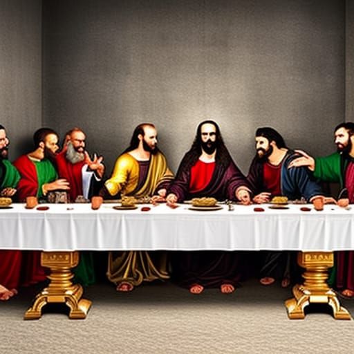 Hyperrealistic Last Supper with Seven Disciples