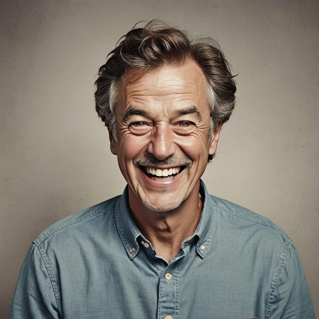 Laughing Man Portrait Captures Joyful Moment