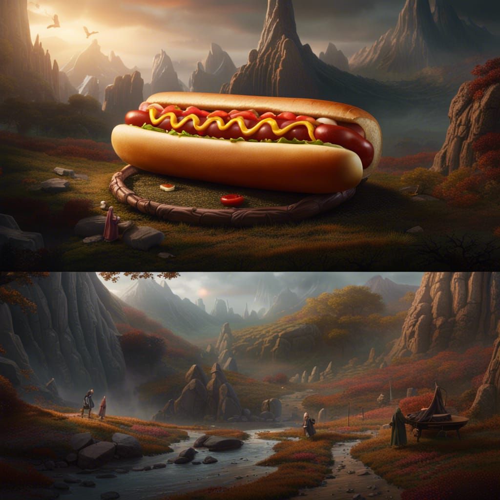 Hotdog Lord of the Rings: Detailed Matte Painting
