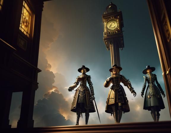 Steampunk Women Inside Time Machine: Digital Matte Painting