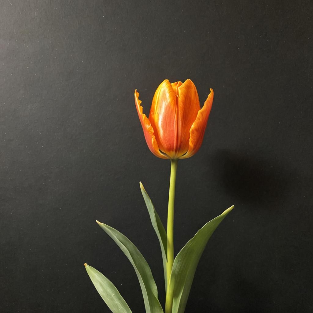 Dramatic Close-Up of an Orange Tulip