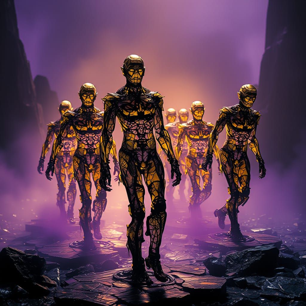 Ethereal Glass Beings Rise from the Mist in a Haunting Dark ...