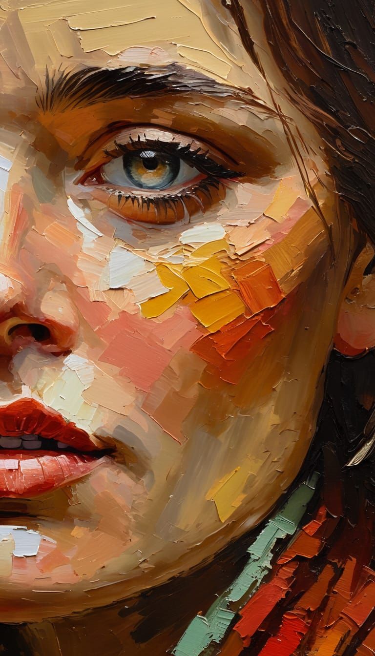 Claudine à la capeline - Post Impressionist Portrait Oil Pai...