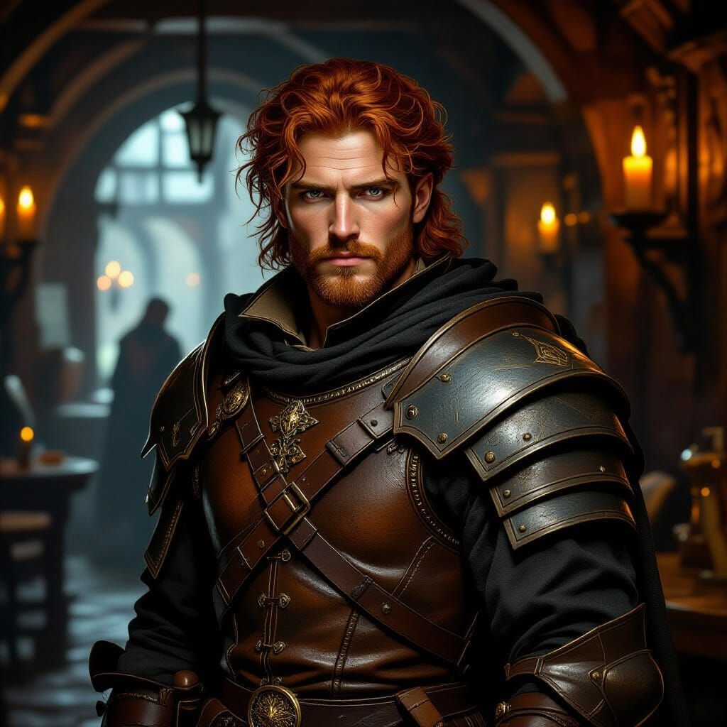 Renaissance Bounty Hunter in Candlelit Tavern