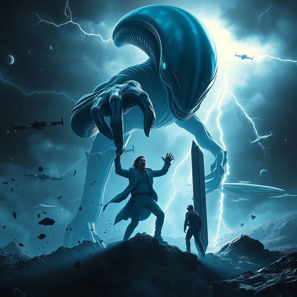 Colossal Alien Emerges from Stormy Night to Ensnare Terrifie...