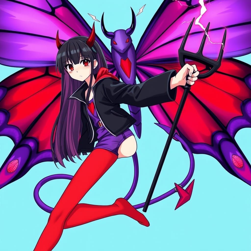 Anime Girl Controlled by Vibrant Purple Butterfly in Makoto ...