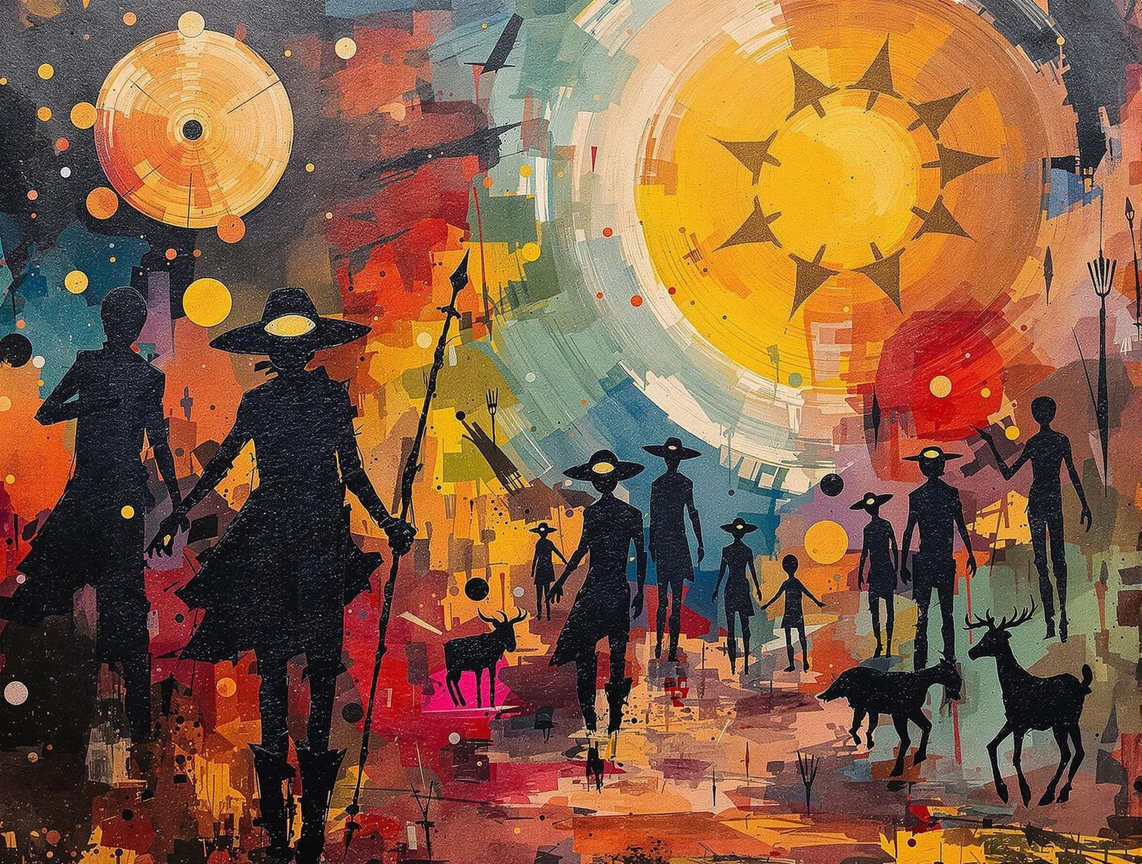 Abstract Cowboy Culture in Expressionist Style