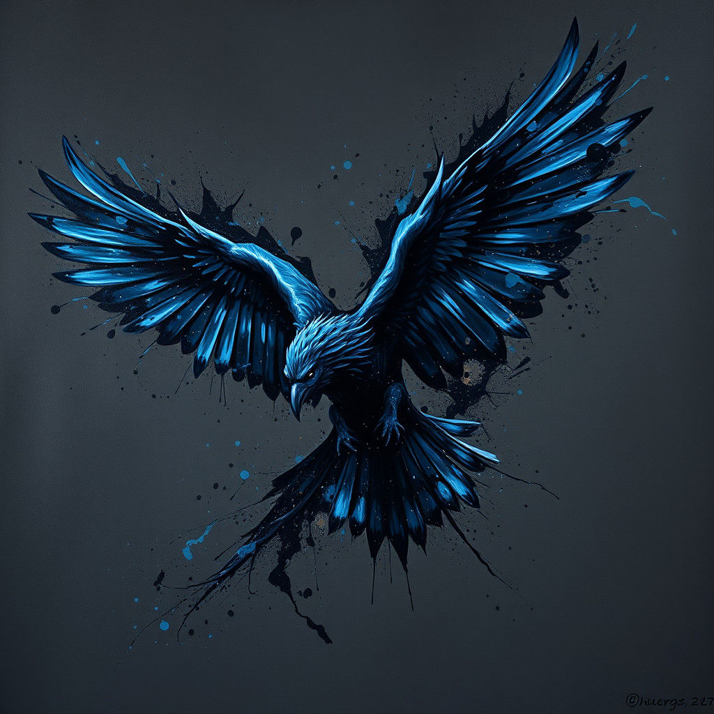 Majestic Bird in Flight as Oil Paint Splatter Art