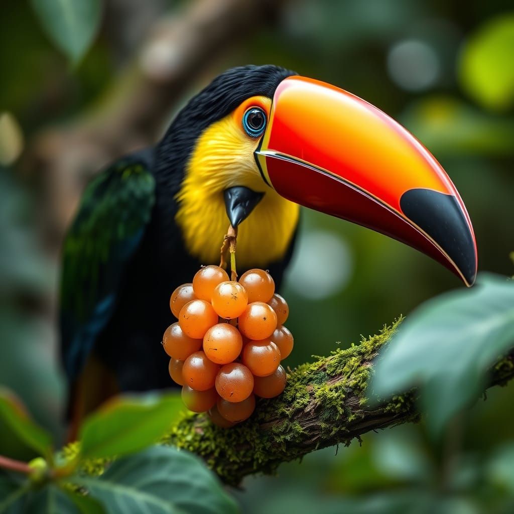 Vibrant Toucan Perched on Rainforest Branch