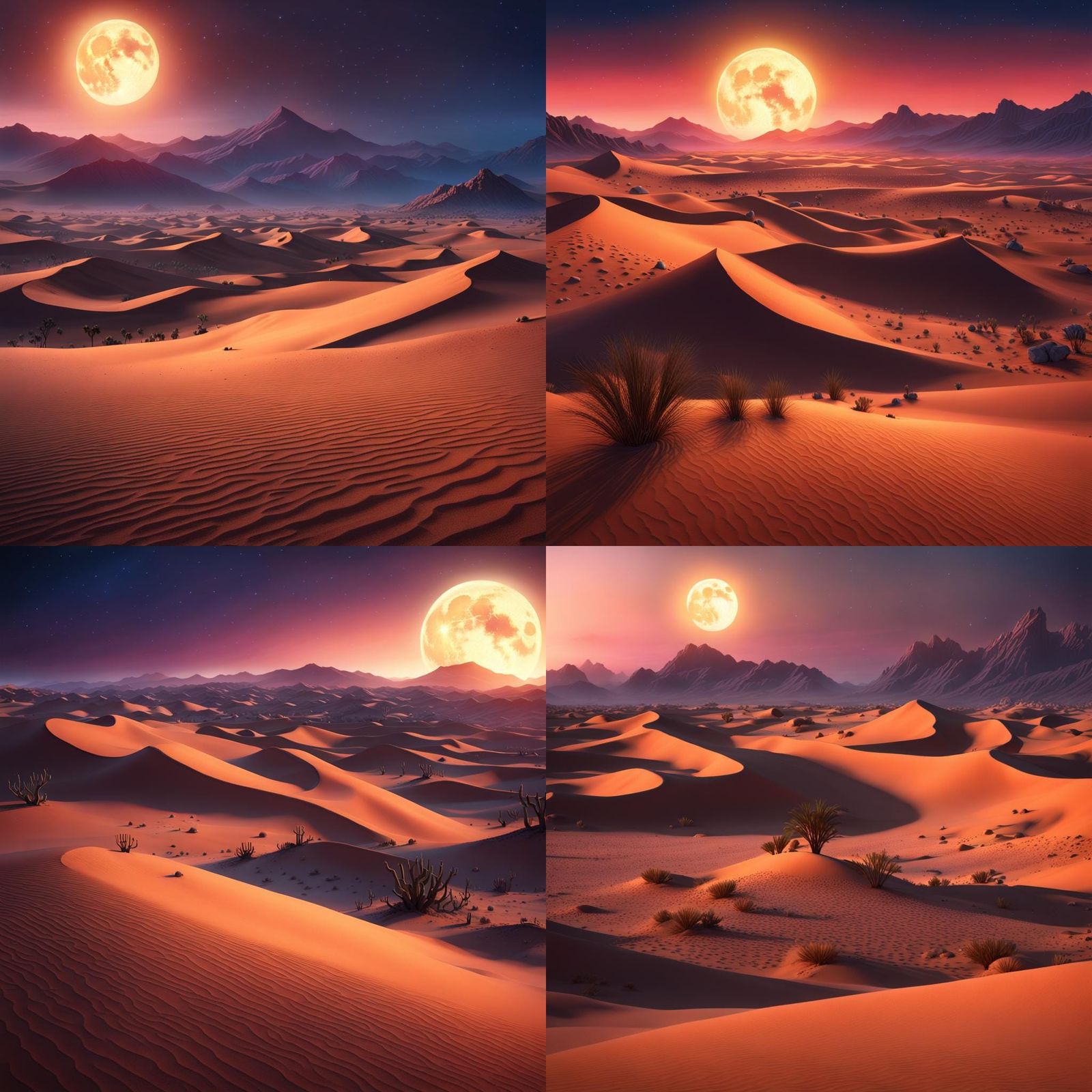 Moonlit Desert Dunes Fantasy Concept Art