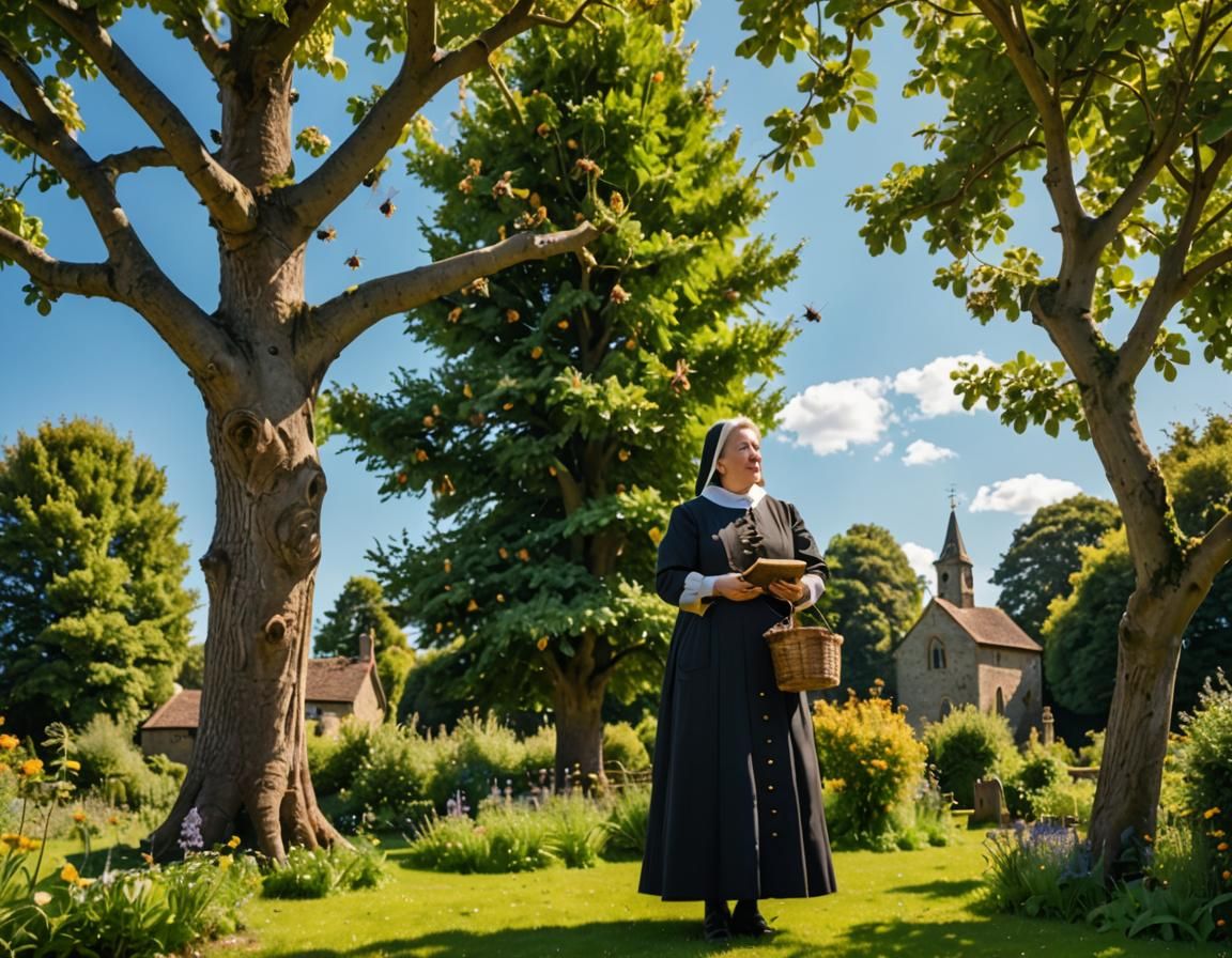 Bee-headed Vicar in Sunny Garden Landscape