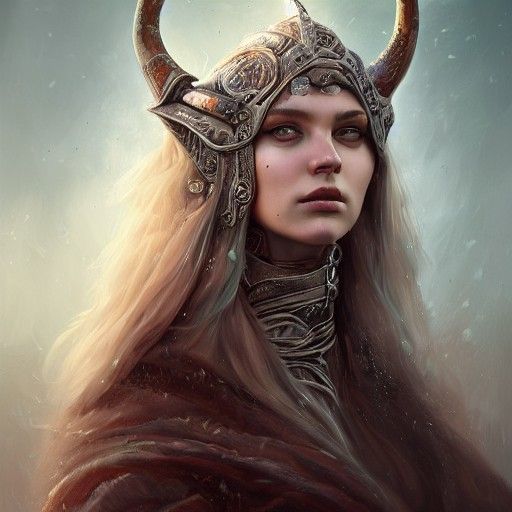 Viking Goddess Biomechanical Portrait in Digital Art Style
