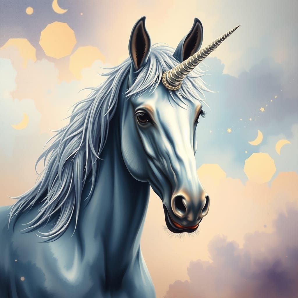 Fantasy creature donkihorn: Beautiful silver-slate-gray and ...