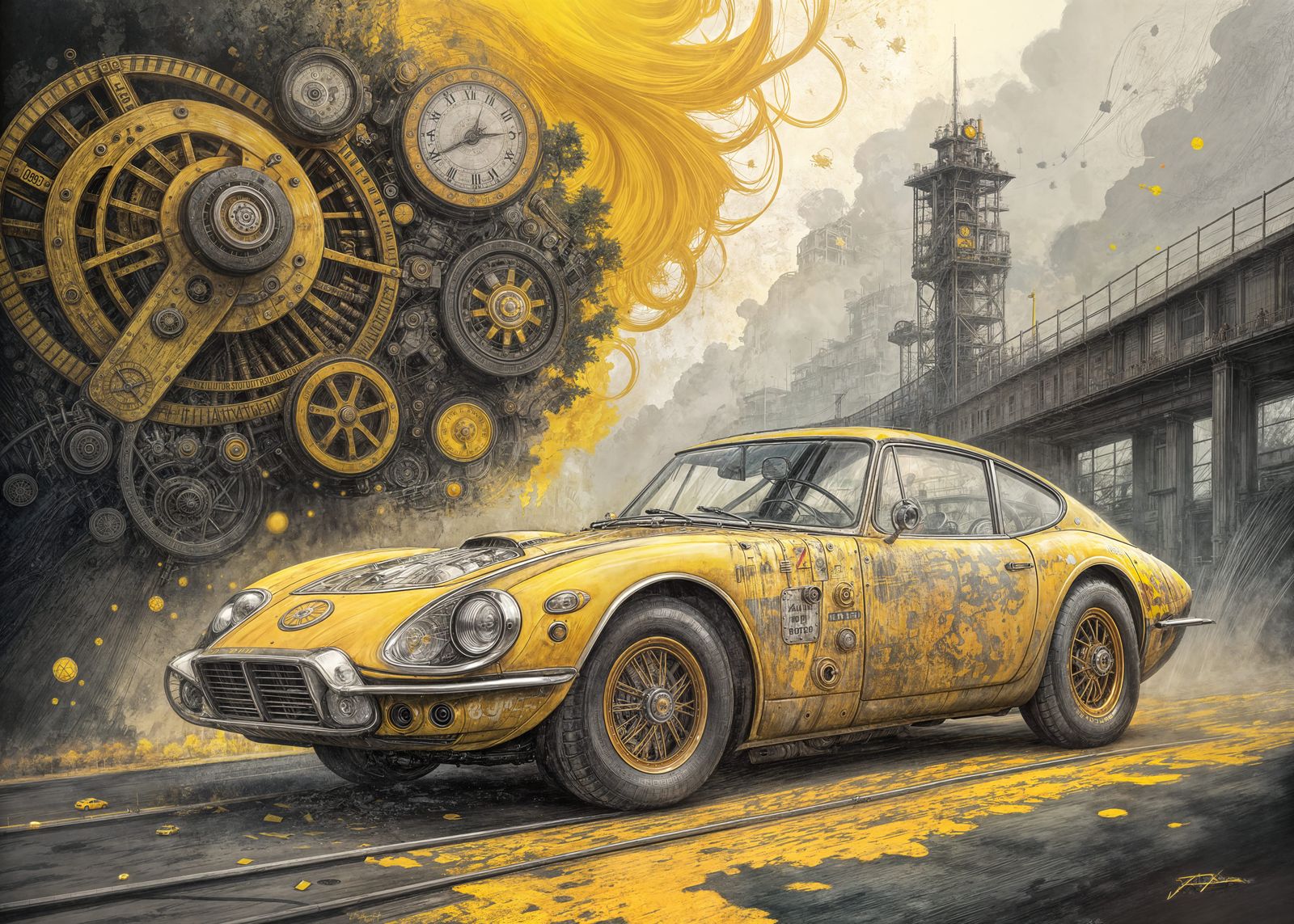 Steampunk Toyota 2000GT in Indian Yellow Paint