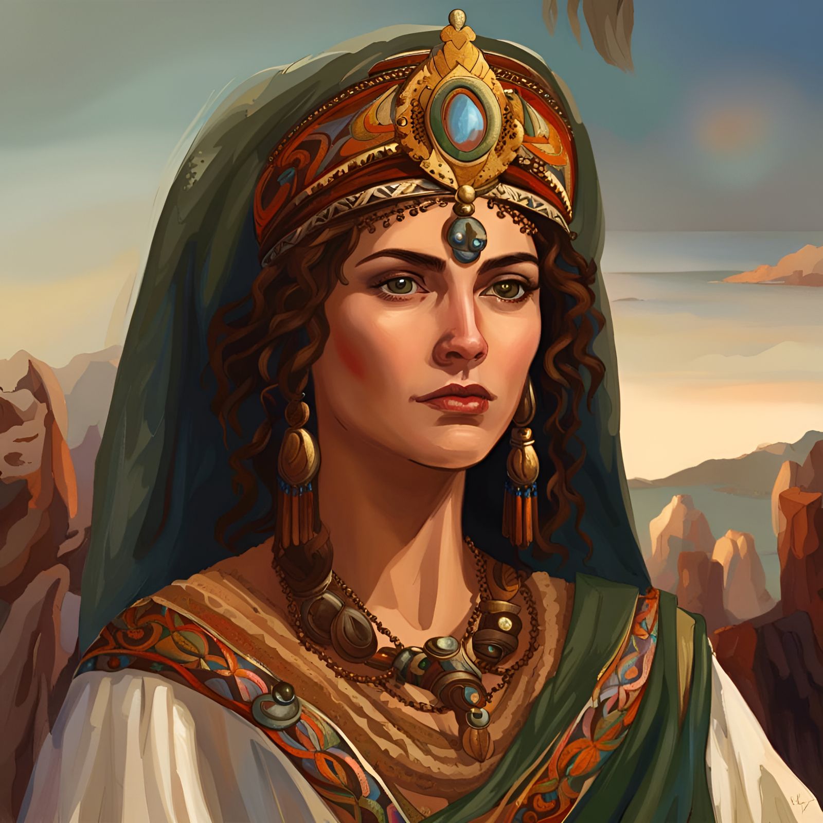 Queen Teuta: Digital Portrait with Balkan Heritage