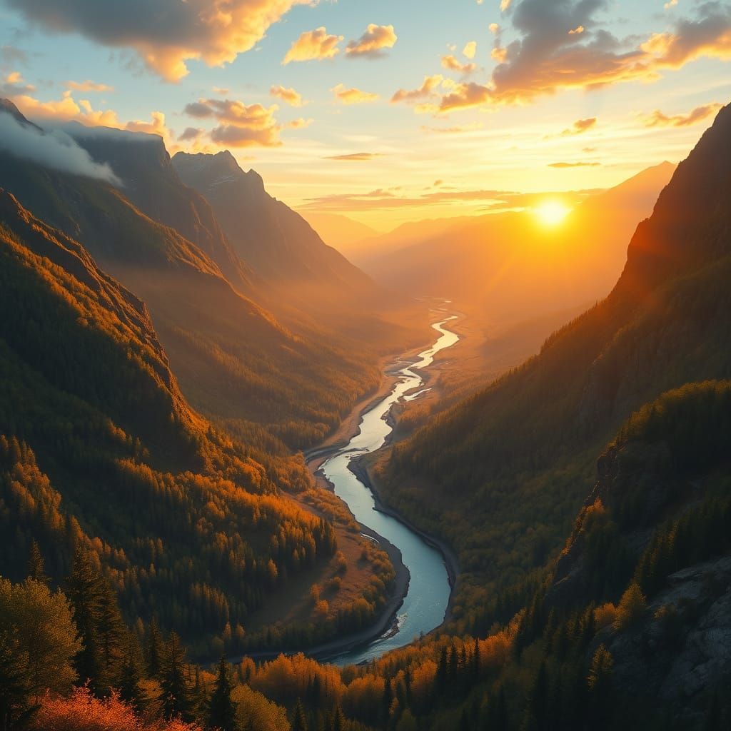 Golden Hour in Hidden Valley: Hudson River School Style