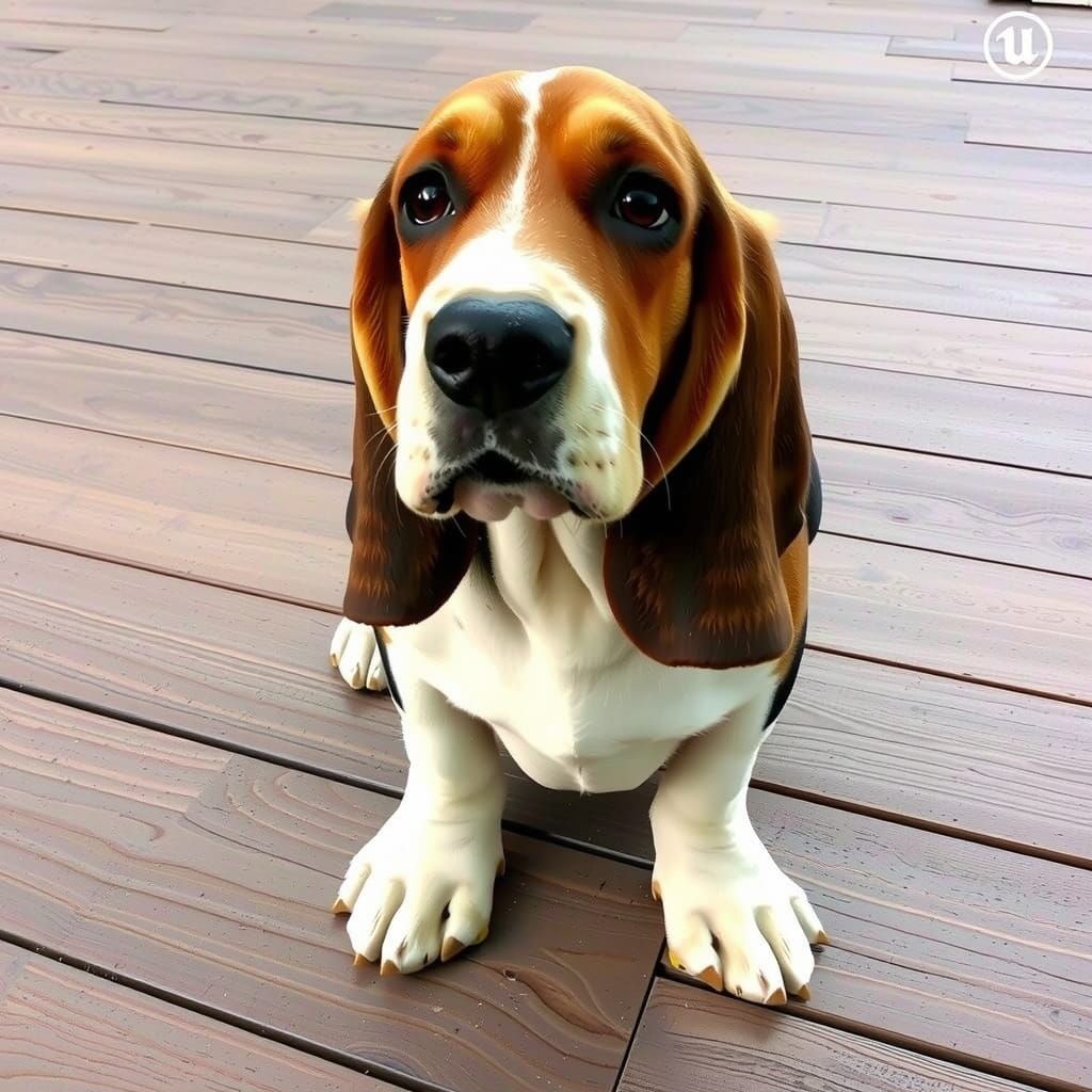 Cute Basset Hound in Epic Matte Painting Style