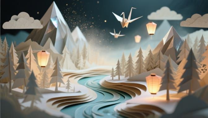 Enchanting Paper Universe in Magical Realism Style