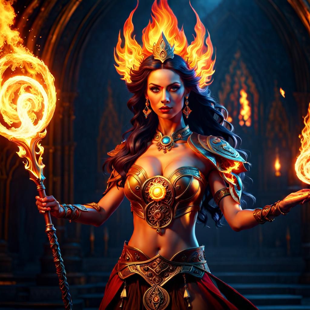 Beautiful fire dancer