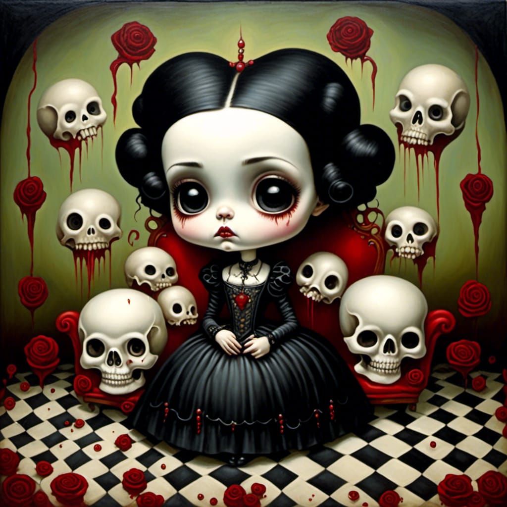 Gothic Vampire Skulls in Lowbrow Art Style