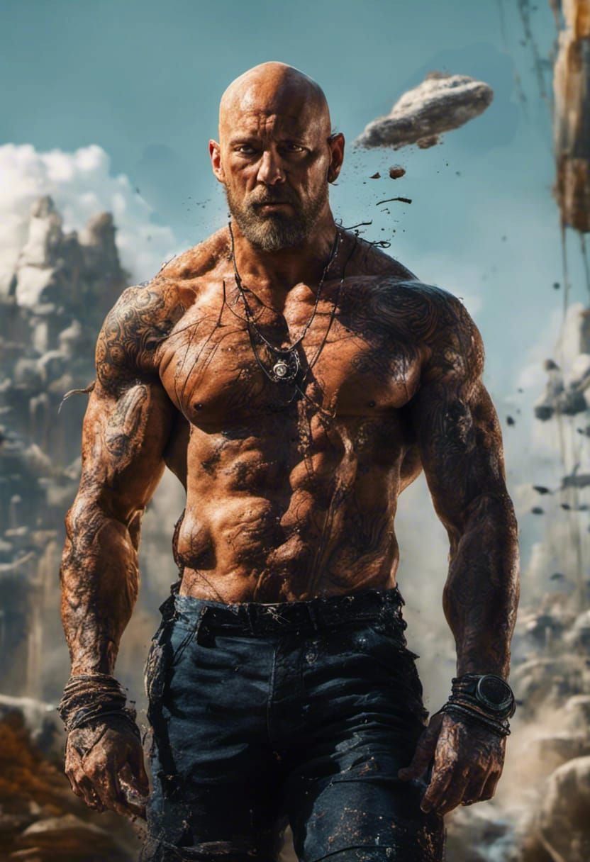 Fiery Starlight Ink Portrait of a Man