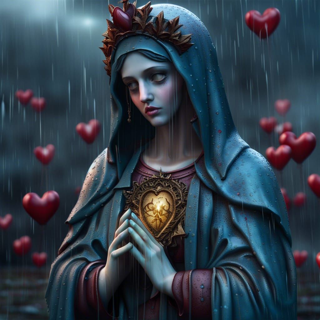Our Lady of Broken Hearts Statue: Fantasy Art