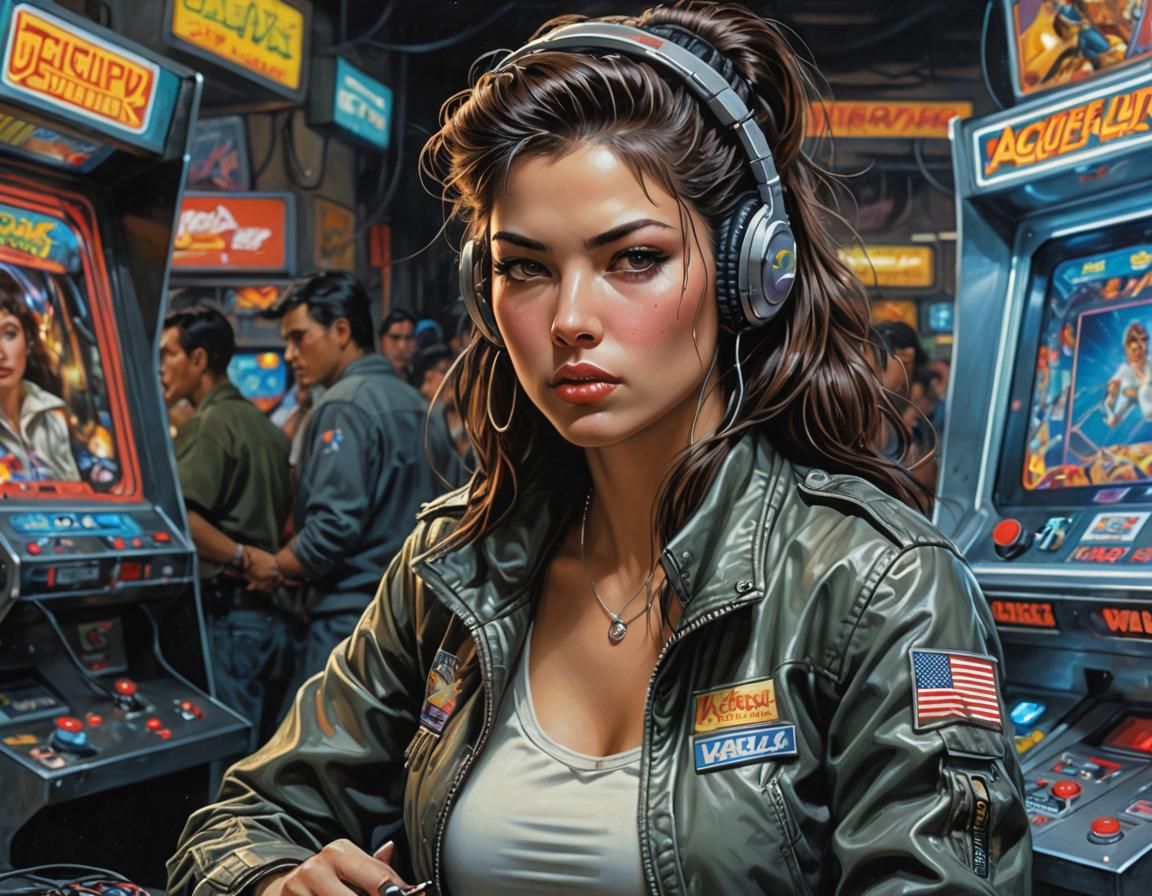 Cyberpunk Arcade Dreamer in Fantasy Illustration Style