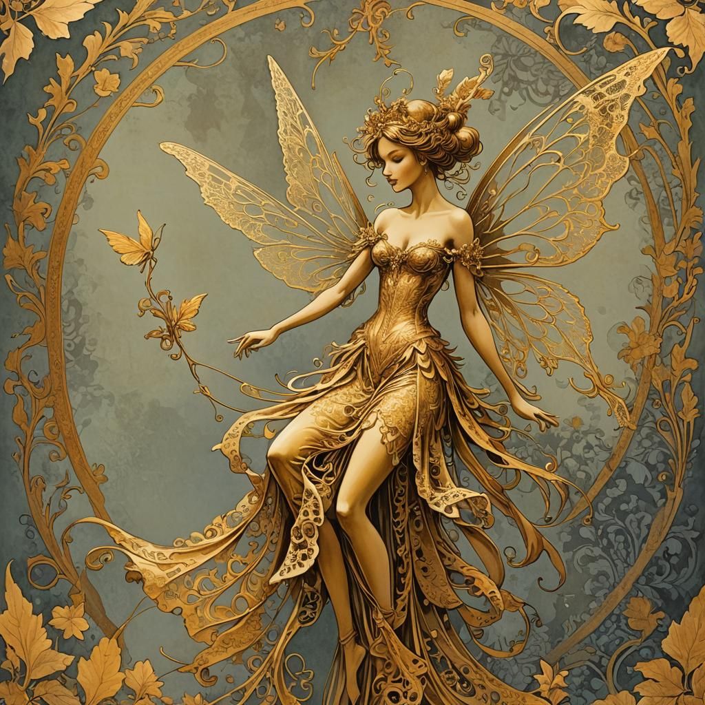 Ethereal Fairy Silhouette in Baroque Style