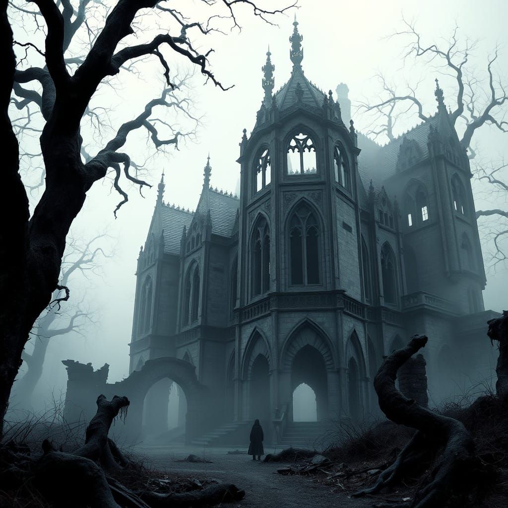 4K, 3D, black and white, dramatic Gothic surrealism  
Dark f...