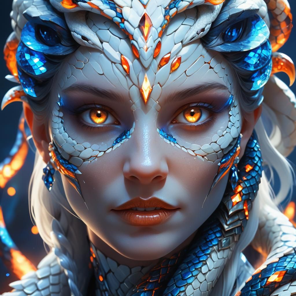 Serpent Goddess Portrait in Dark Fantasy Style