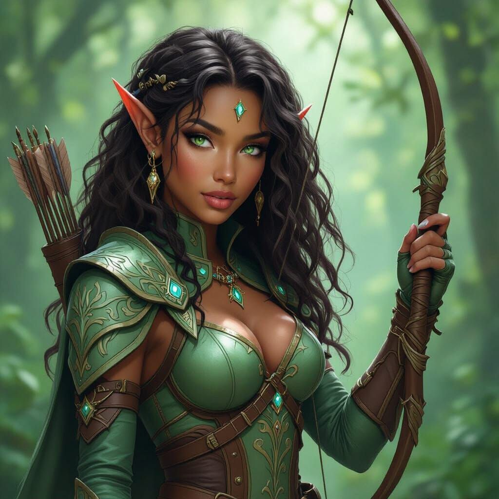 Wood Elf with Magic Whip in Vibrant Forest