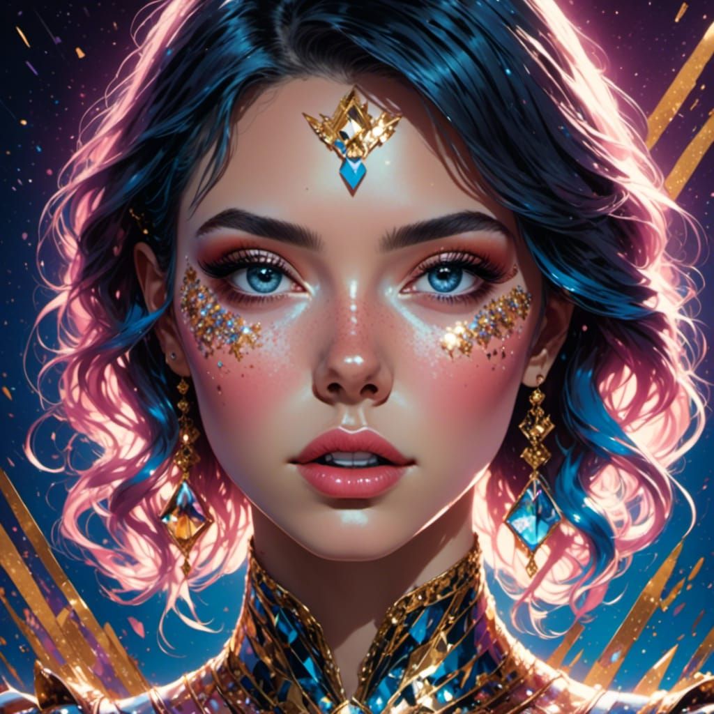 Glitter Portrait in Girly Aesthetic Style